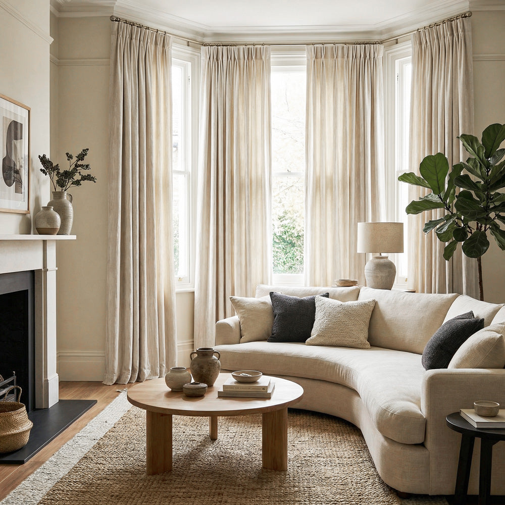 Lacey Cashmere-Like Wood Grain Textured Curtains