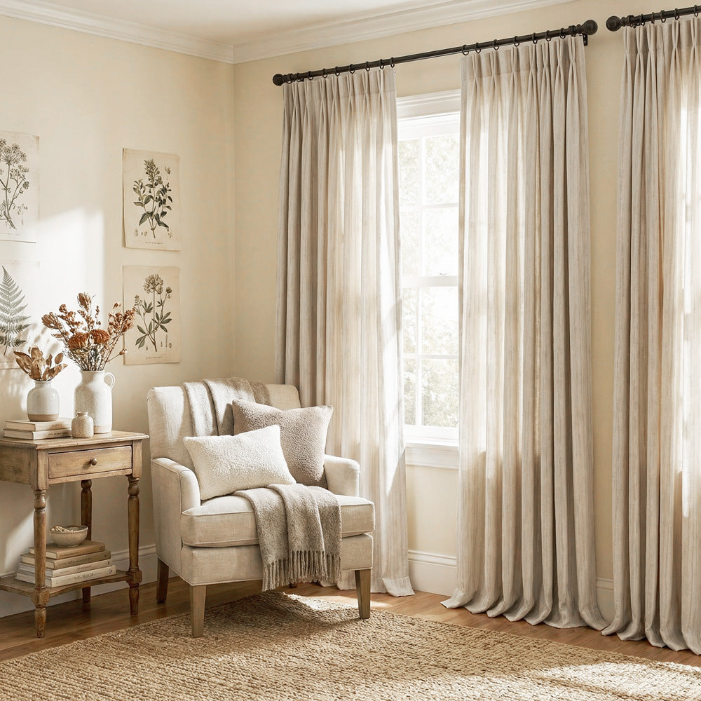 Lacey Cashmere-Like Wood Grain Textured Curtains