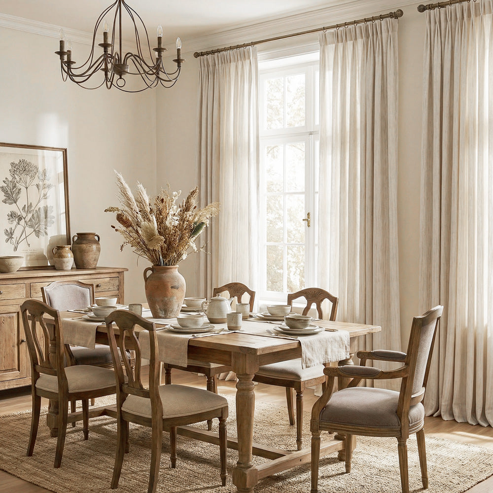 Lacey Cashmere-Like Wood Grain Textured Curtains