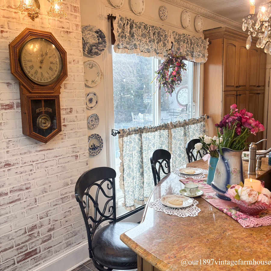Lanka Blue Floral Cafe Curtains