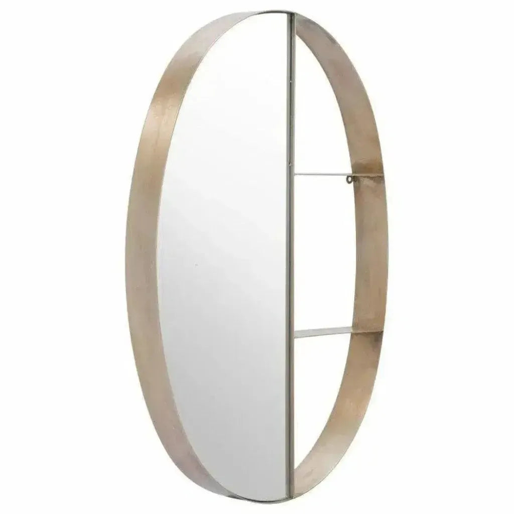 Latitude Steel Oval Wall Mirror with Shelf