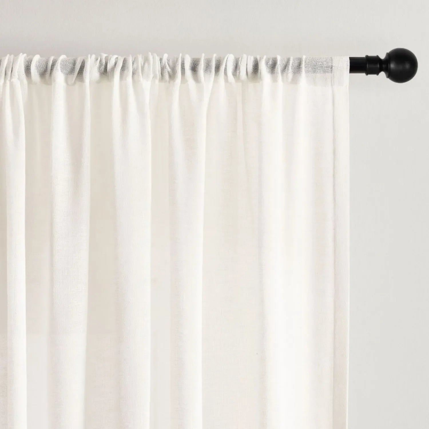Leah Cotton Texture White Sheer Curtains