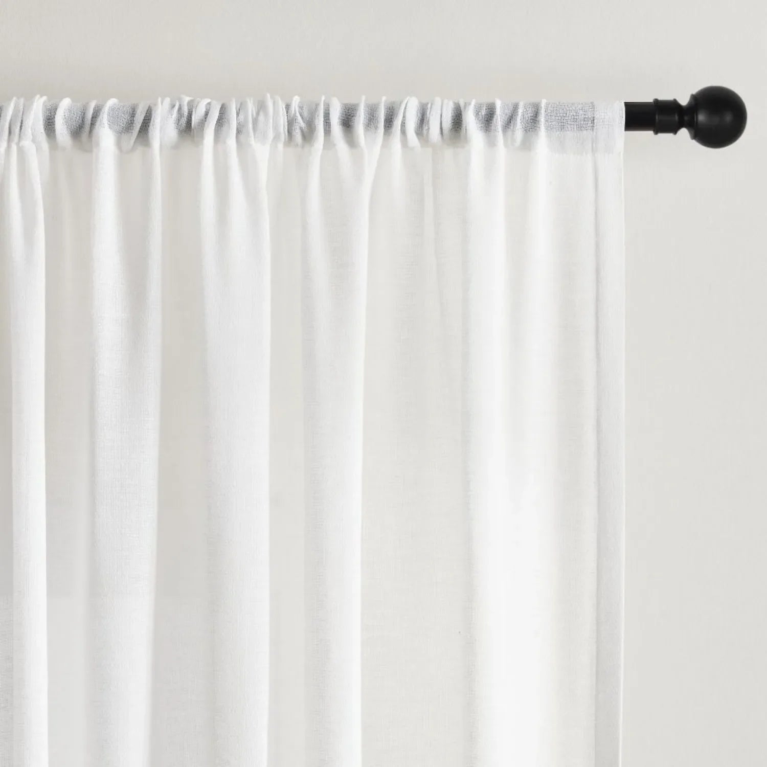 Leah Cotton Texture White Sheer Curtains