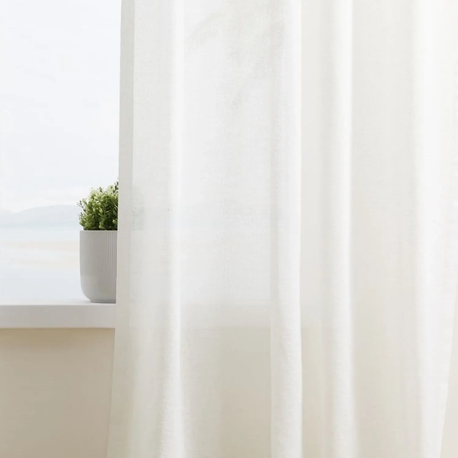 Leah Cotton Texture White Sheer Curtains
