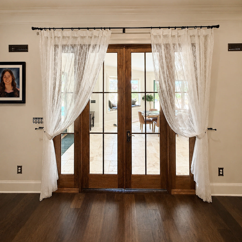Lee Lace Leaf Embroidered Sheer Curtains
