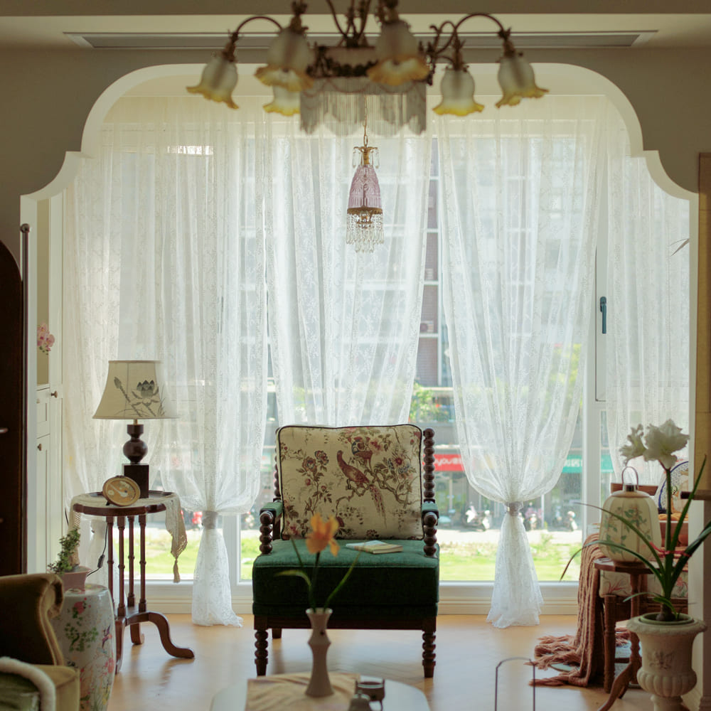 Lee Lace Leaf Embroidered Sheer Curtains