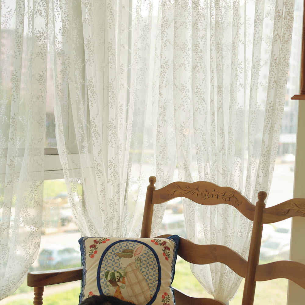 Lee Lace Leaf Embroidered Sheer Curtains