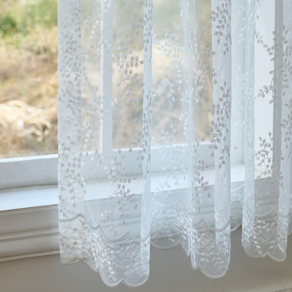 Lee Lace Leaf Embroidered Sheer Curtains