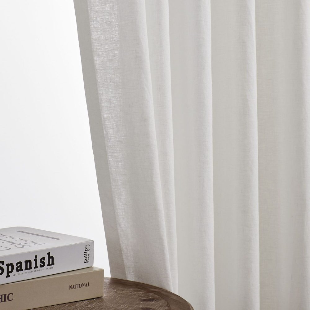 Lelio White 100% Pure Linen Sheer Curtains