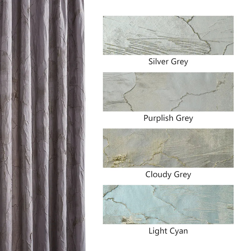 Lennon Embossed Withered Lotus Abstract Curtains