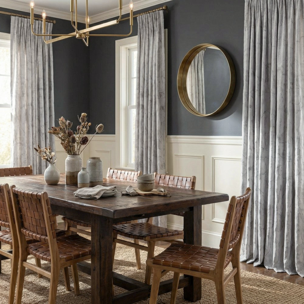 Lennon Embossed Withered Lotus Abstract Curtains