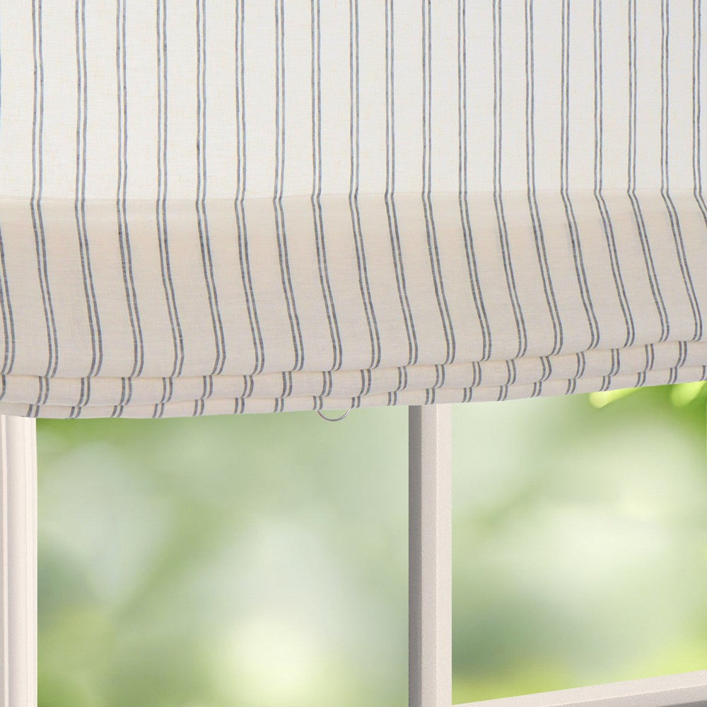 Voss Pinstripe 100% Pure Linen Roman Shade