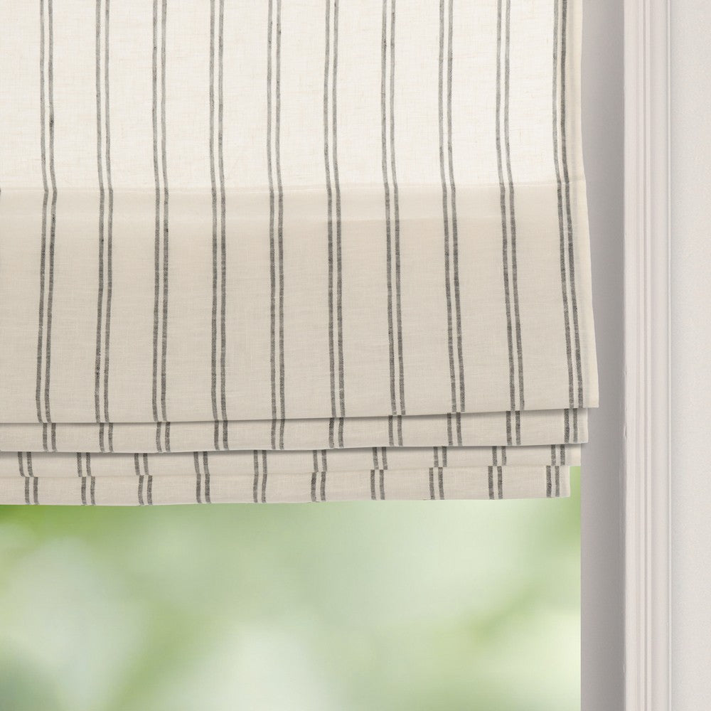 Voss Pinstripe 100% Pure Linen Roman Shade