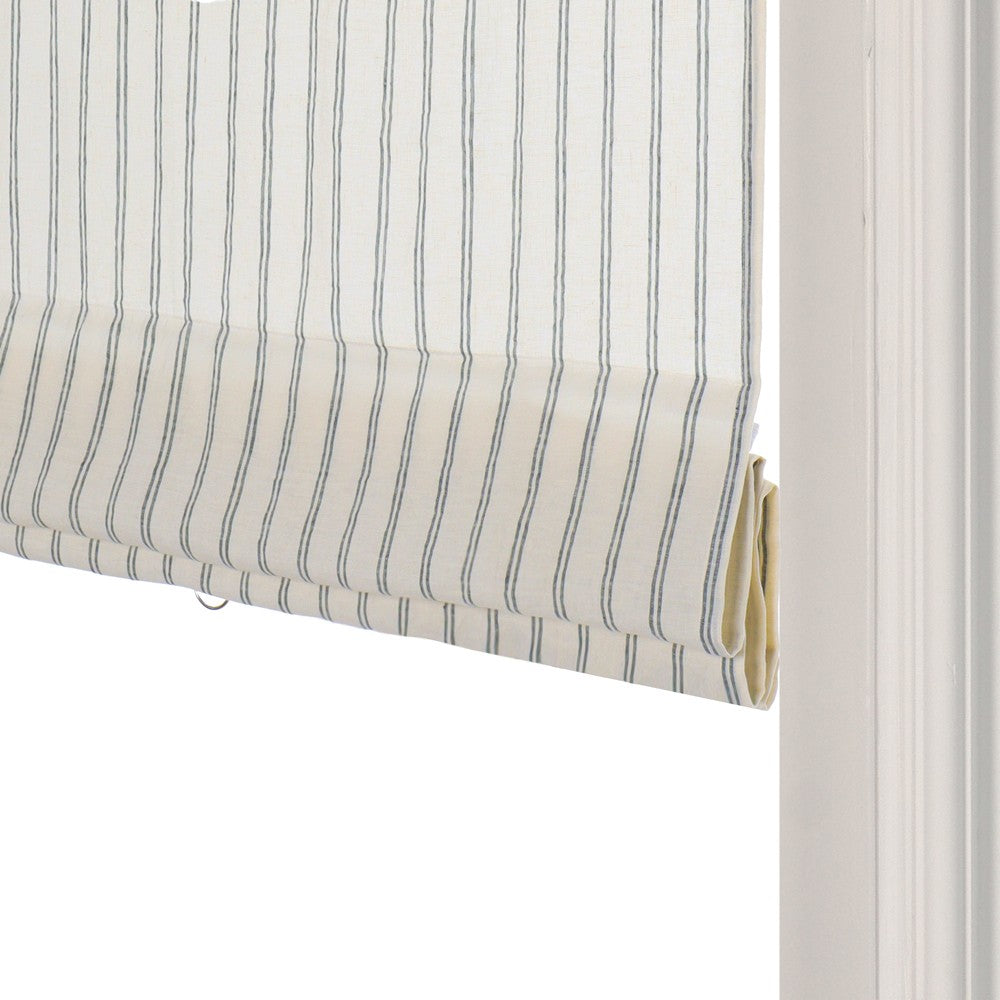 Voss Pinstripe 100% Pure Linen Roman Shade
