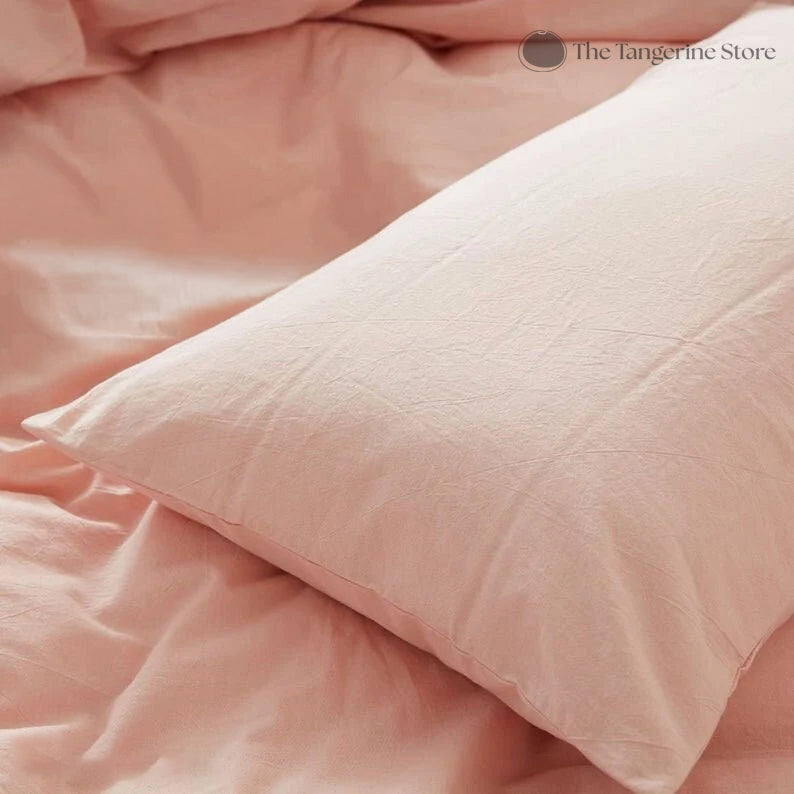 Light Pink - 100% Cotton 3 Piece Duvet Cover Set | 4 Piece Sheet Set | Pre-washed | 200 TC percale-2