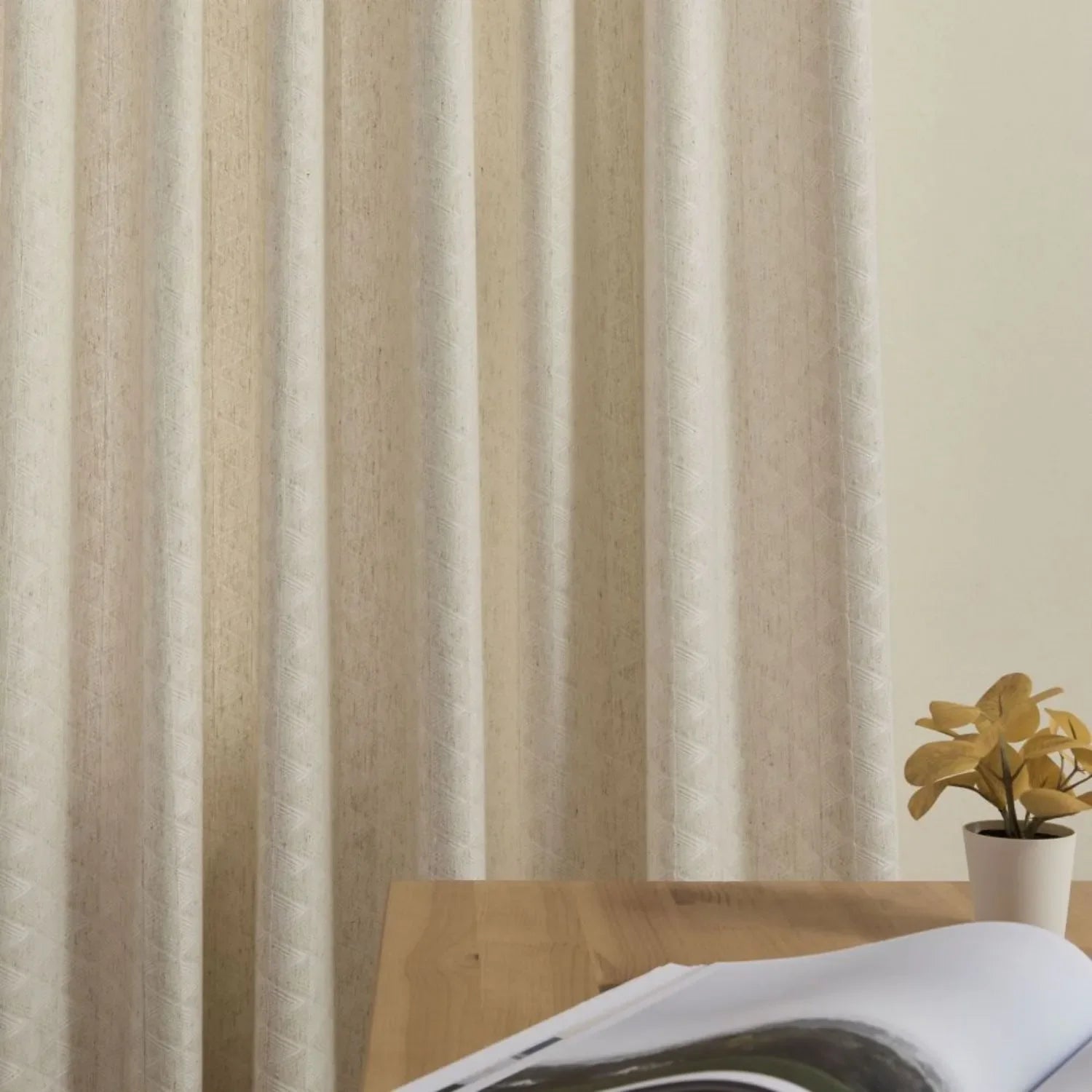 Lilian Diamond Textured Linen Cotton Curtains