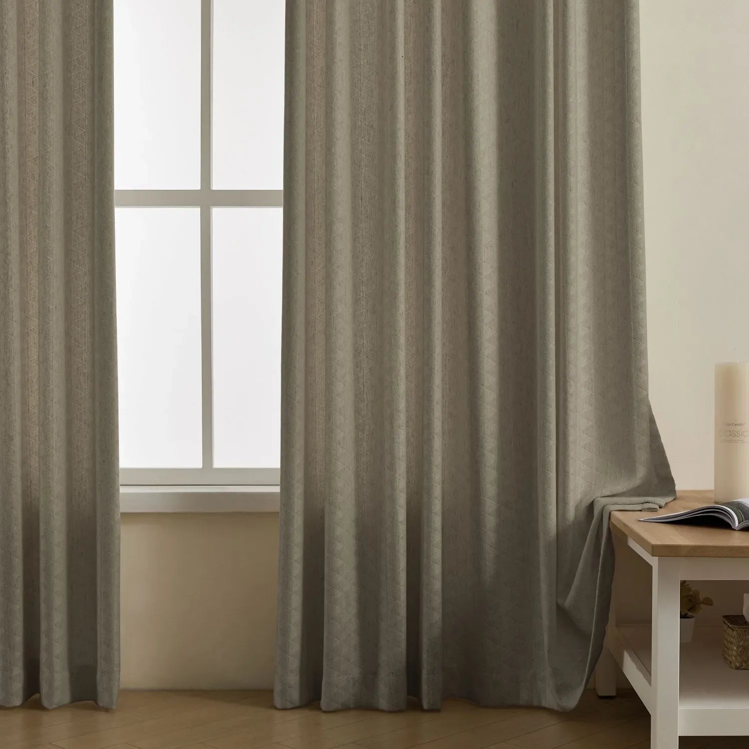 Lilian Diamond Textured Linen Cotton Curtains