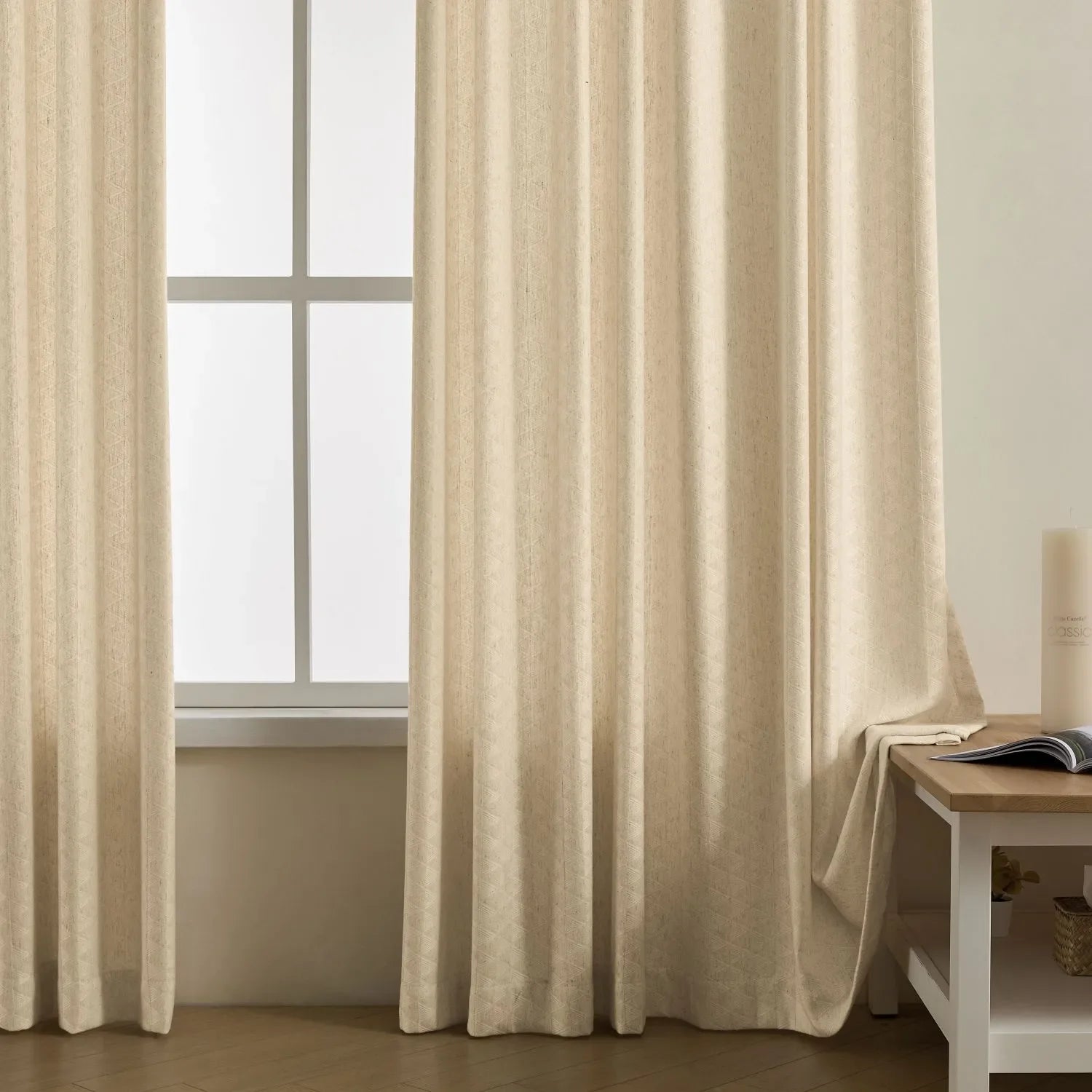 Lilian Diamond Textured Linen Cotton Curtains