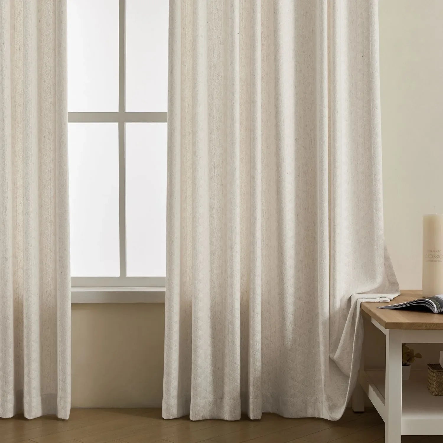 Lilian Diamond Textured Linen Cotton Curtains