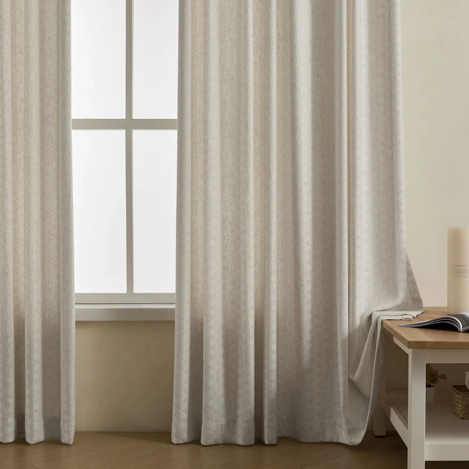 Lilian Diamond Textured Linen Cotton Curtains