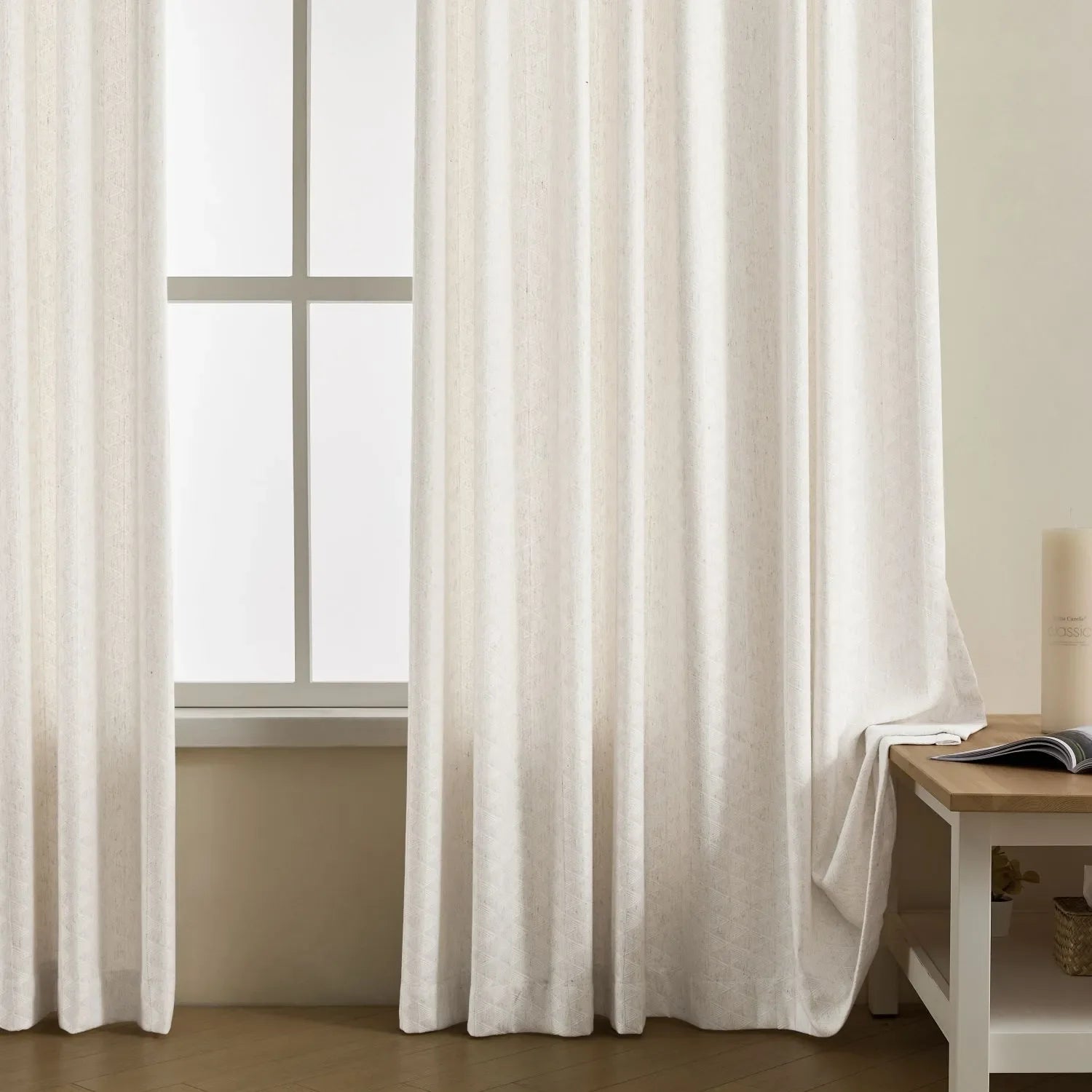 Lilian Diamond Textured Linen Cotton Curtains