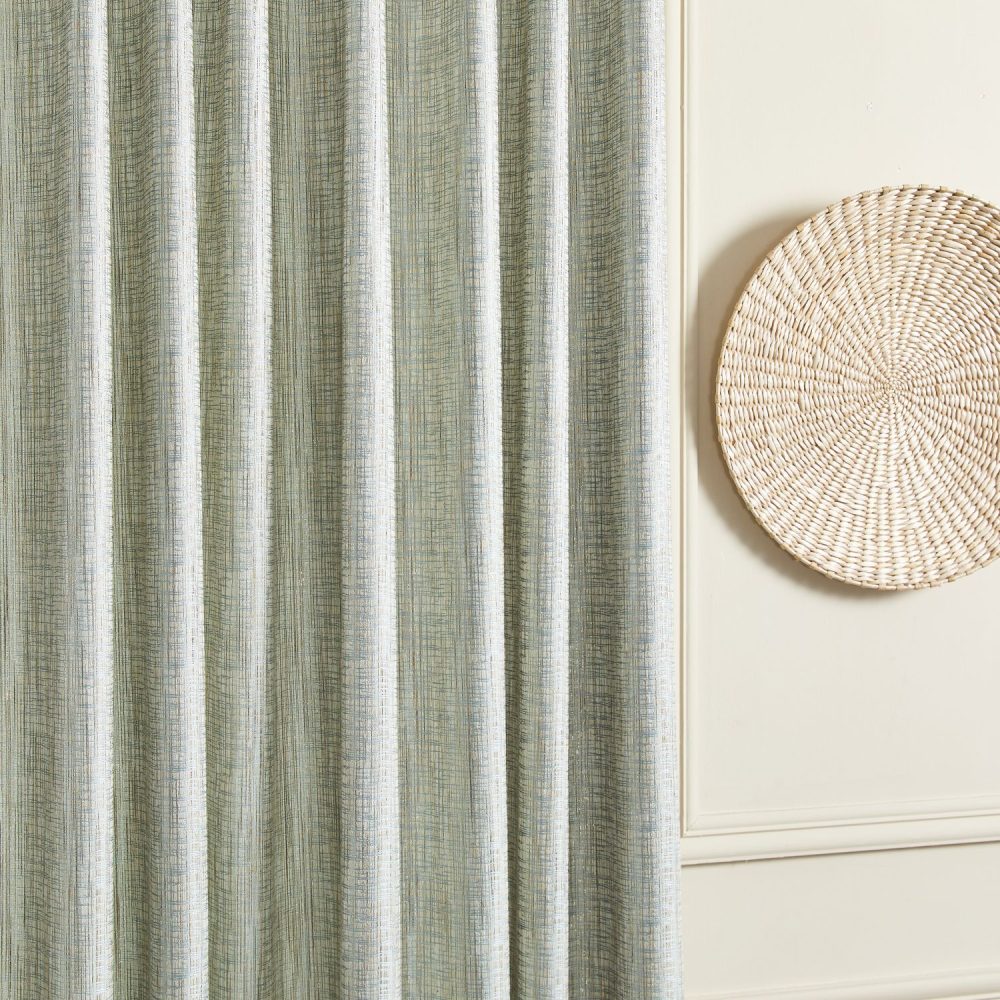 Logan Green Gold Thread Crosshatch Curtains