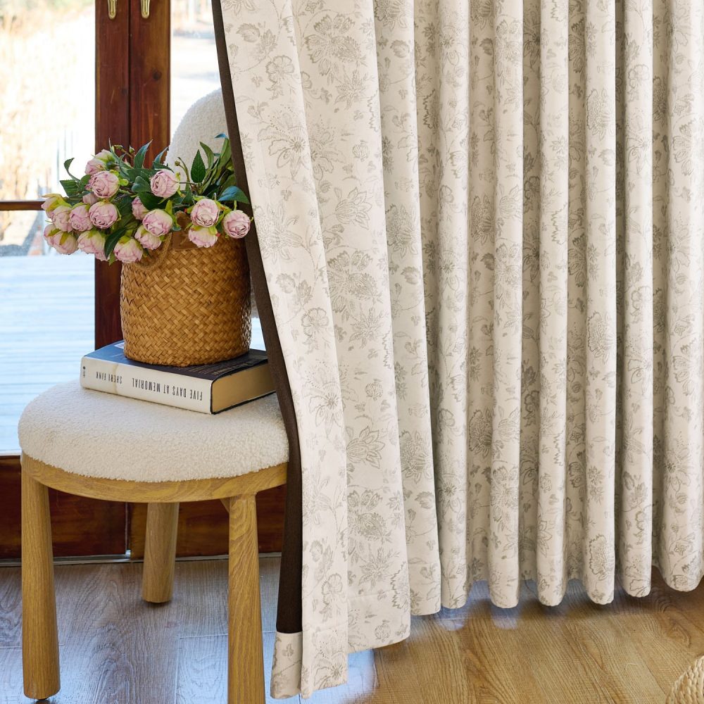 Lorah Modern Vintage Sage Floral Patterned Curtains