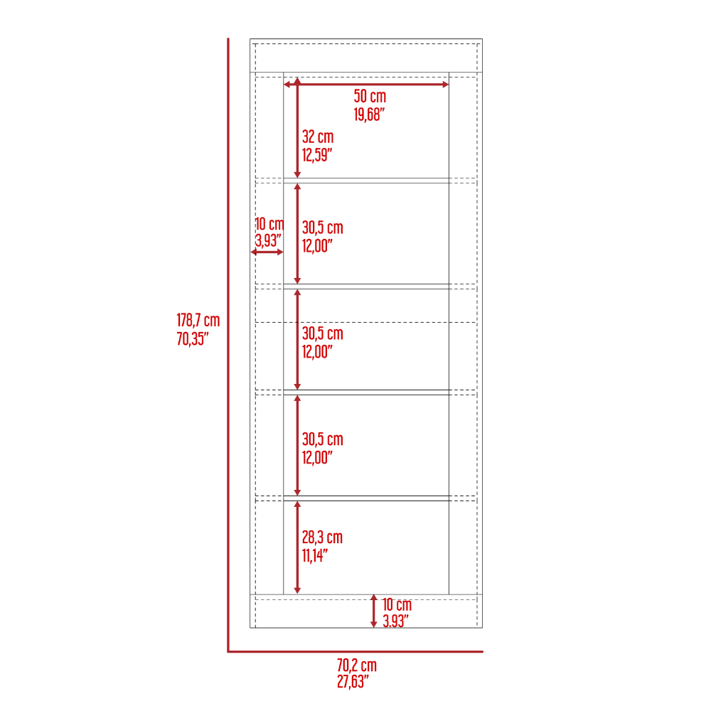 Bookcase Wray with Frame and Five Tier Shelves, Black Wengue Finish-4