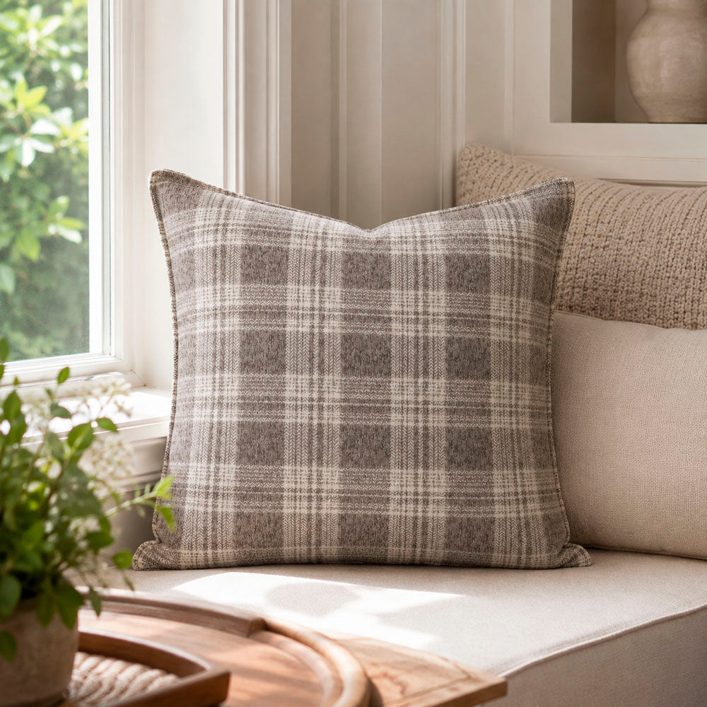 Luma Vintage Plaid Textured Pillow Cover