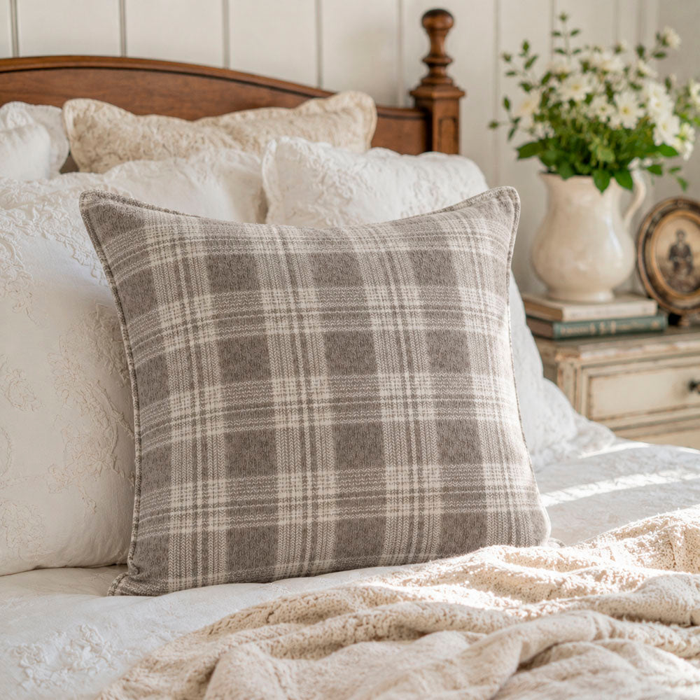 Luma Vintage Plaid Textured Pillow Cover