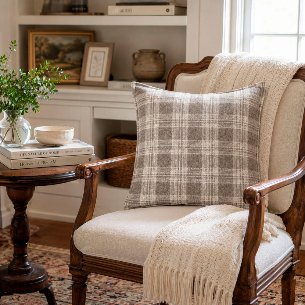 Luma Vintage Plaid Textured Pillow Cover