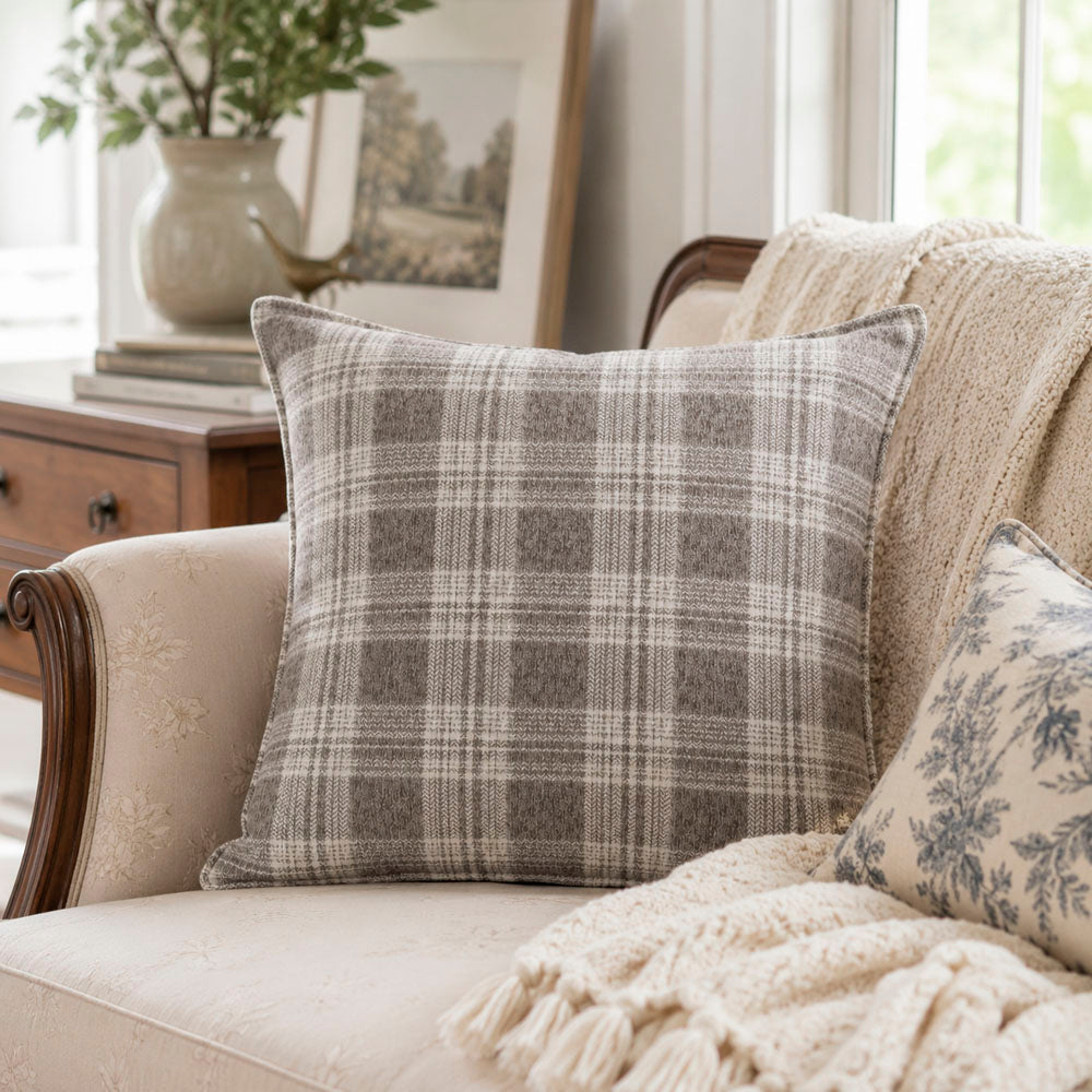 Luma Vintage Plaid Textured Pillow Cover