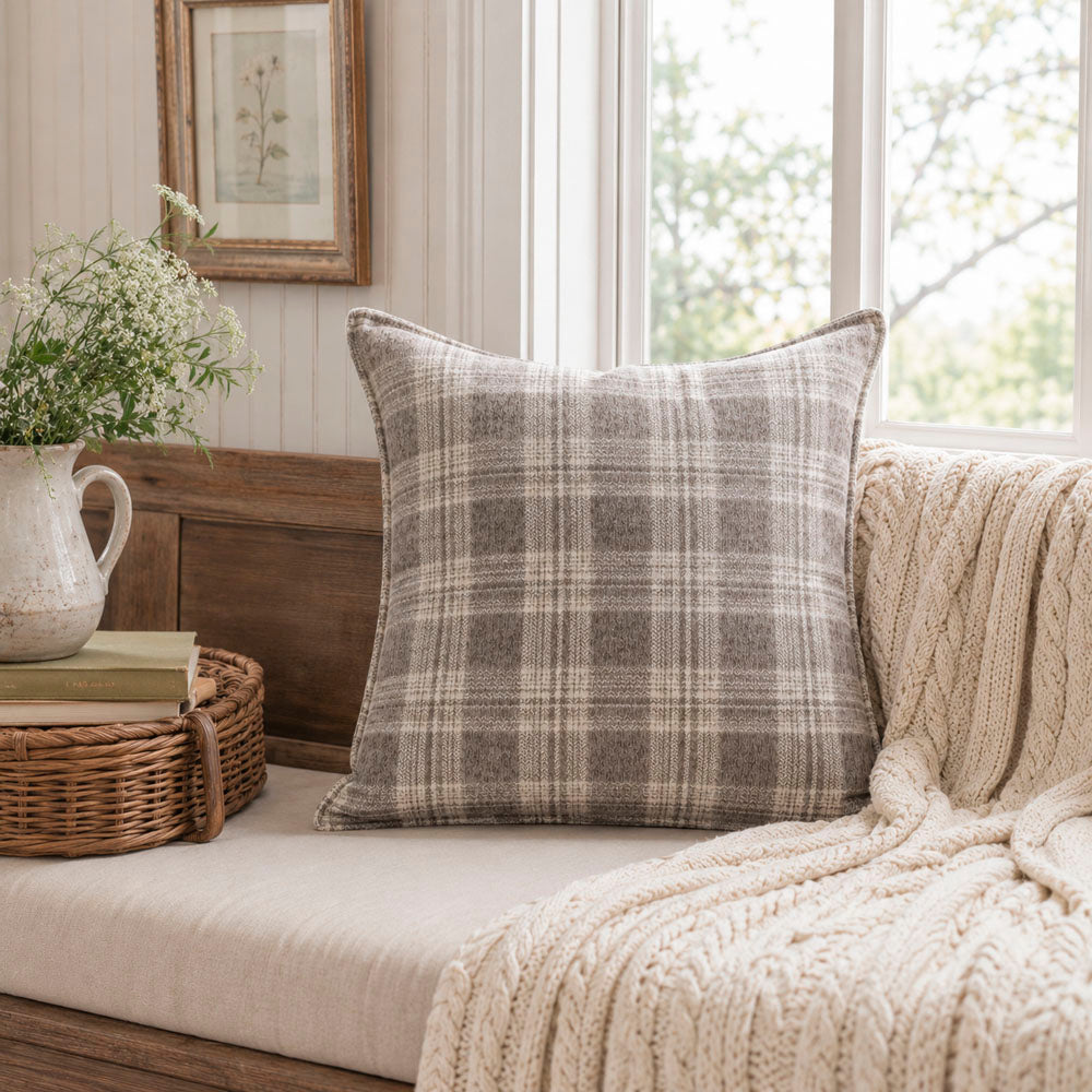 Luma Vintage Plaid Textured Pillow Cover