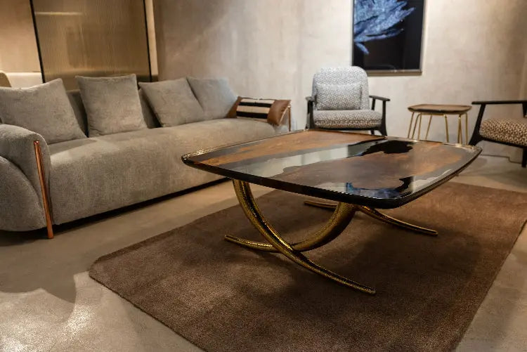 Luxurious Ivory Shaped Epoxy Resin Dining Room Coffee Table