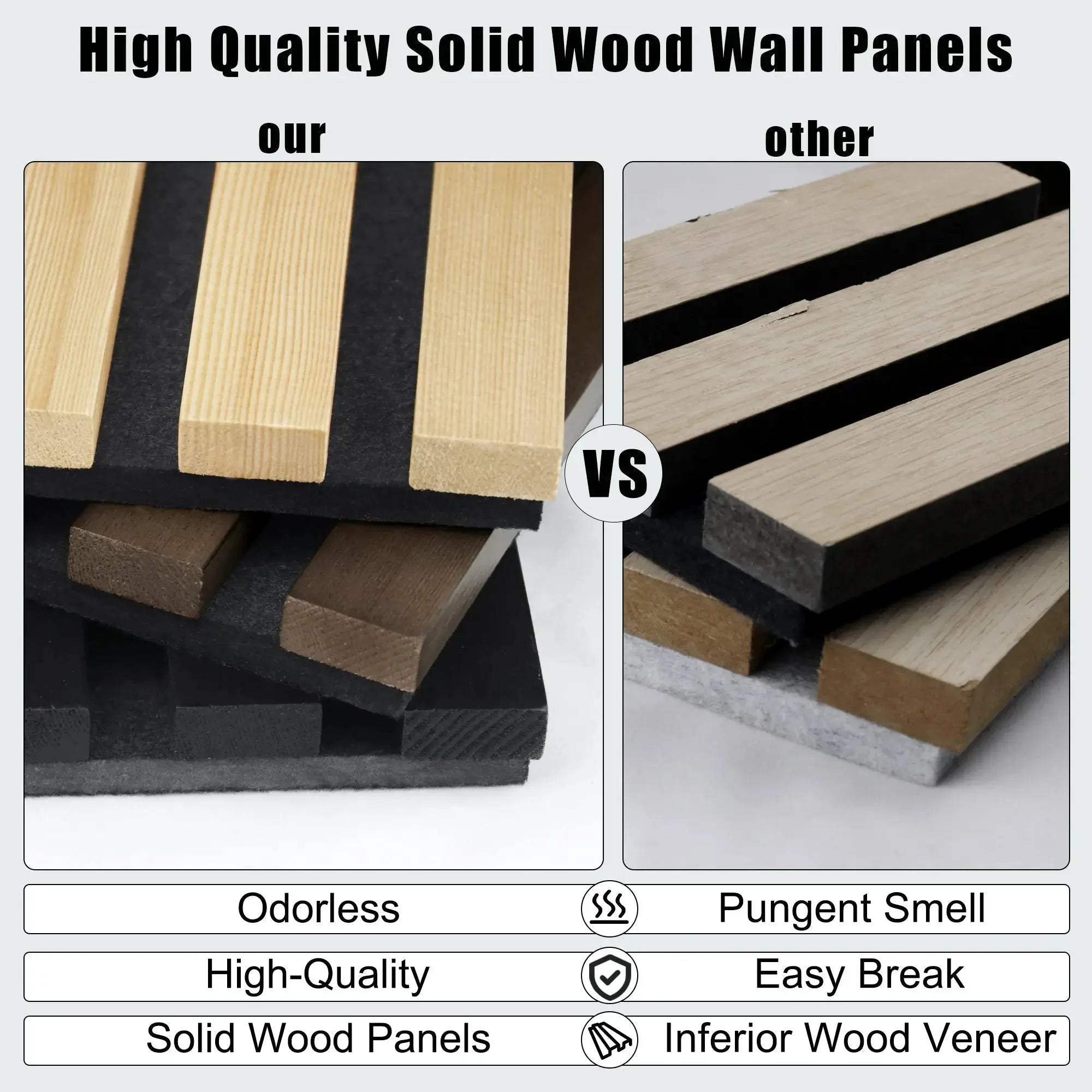 Luxury Black Acoustic Solid Wood Wall Panels ( 2 Panels Per Box）