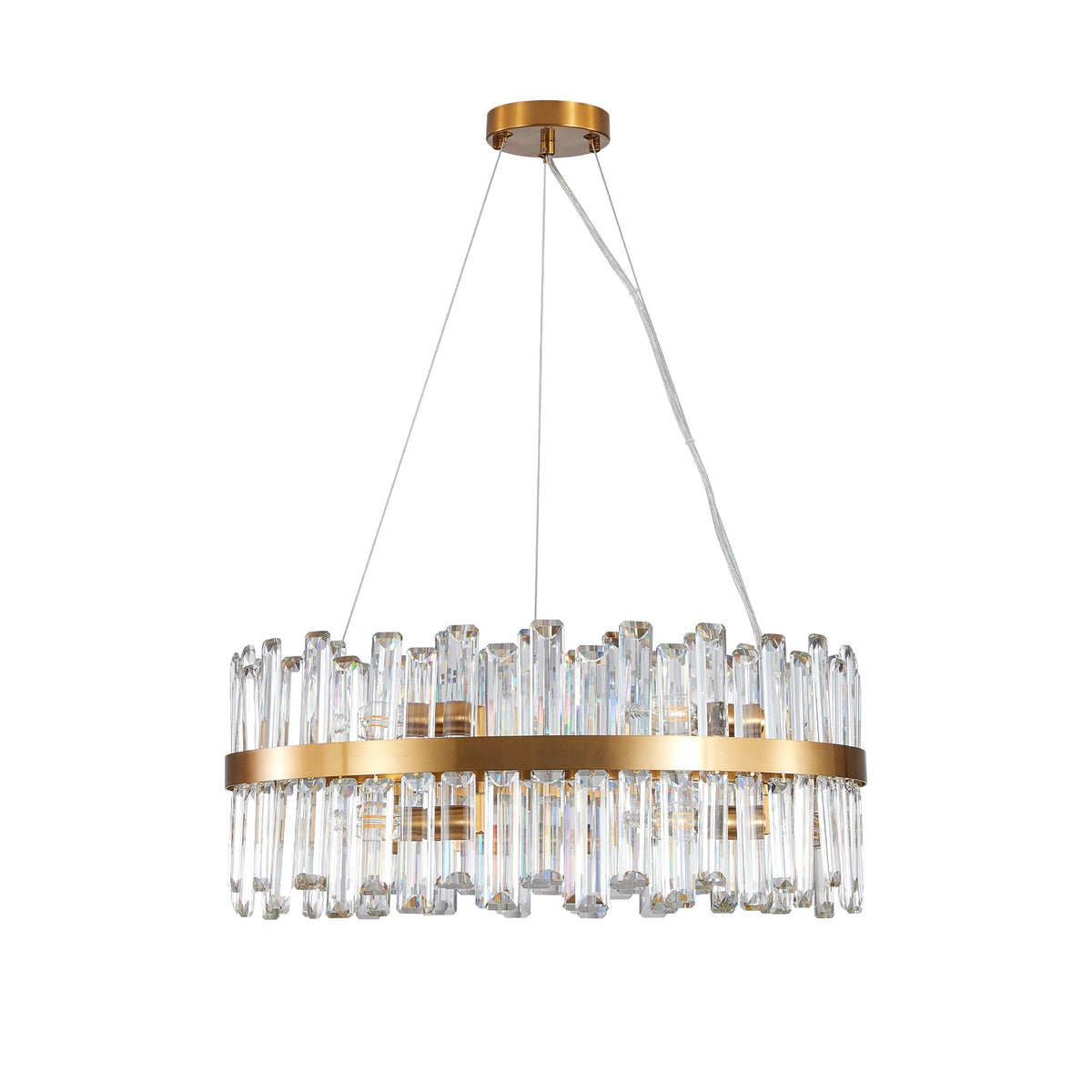 23.6" Modern K9 Crystal Chandelier | Built-In LED, 3 Color Temperatures, App & Remote Control — Gold, Dining Room & Living Room