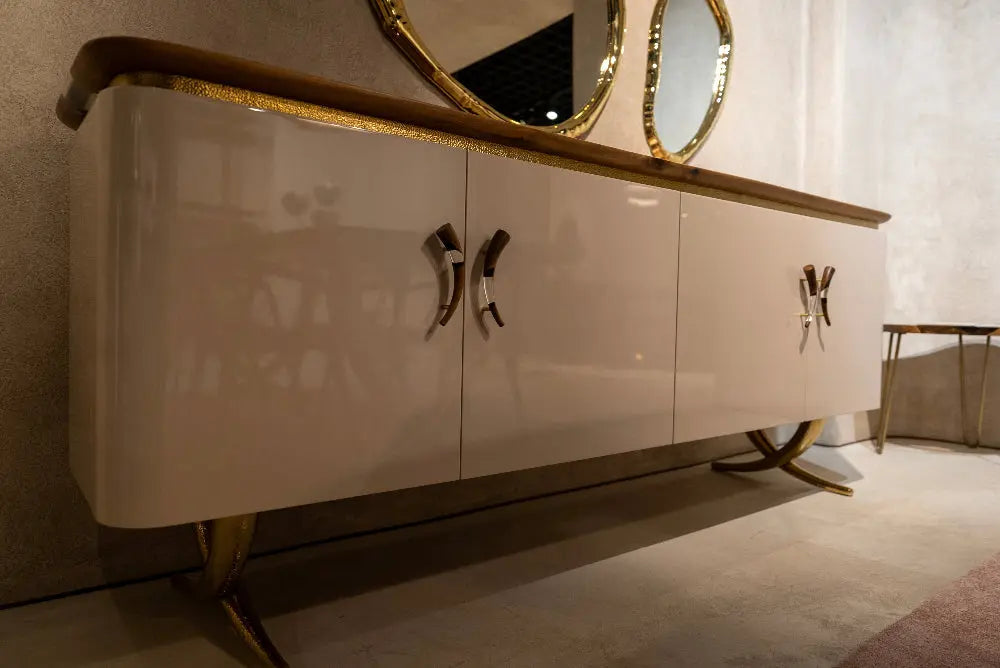 Resin and Walnut Credenza - Modern Sideboard | Ivory Collection