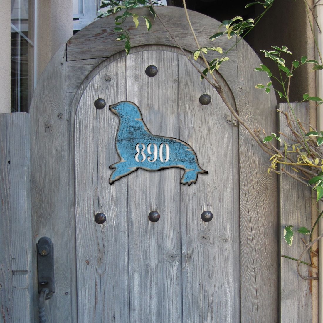 Seal Coastal Wooden House Number Sign by G. DeBrekht | Coastal Sea-Life Décor - MA98532-0