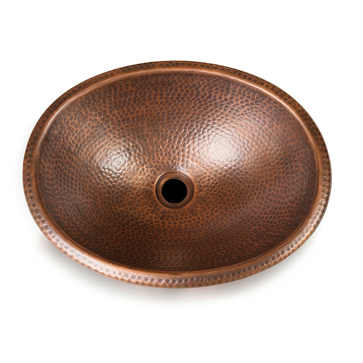 Hammered Copper Oval Bathroom Sink Vessel 17 x 13 inch-1