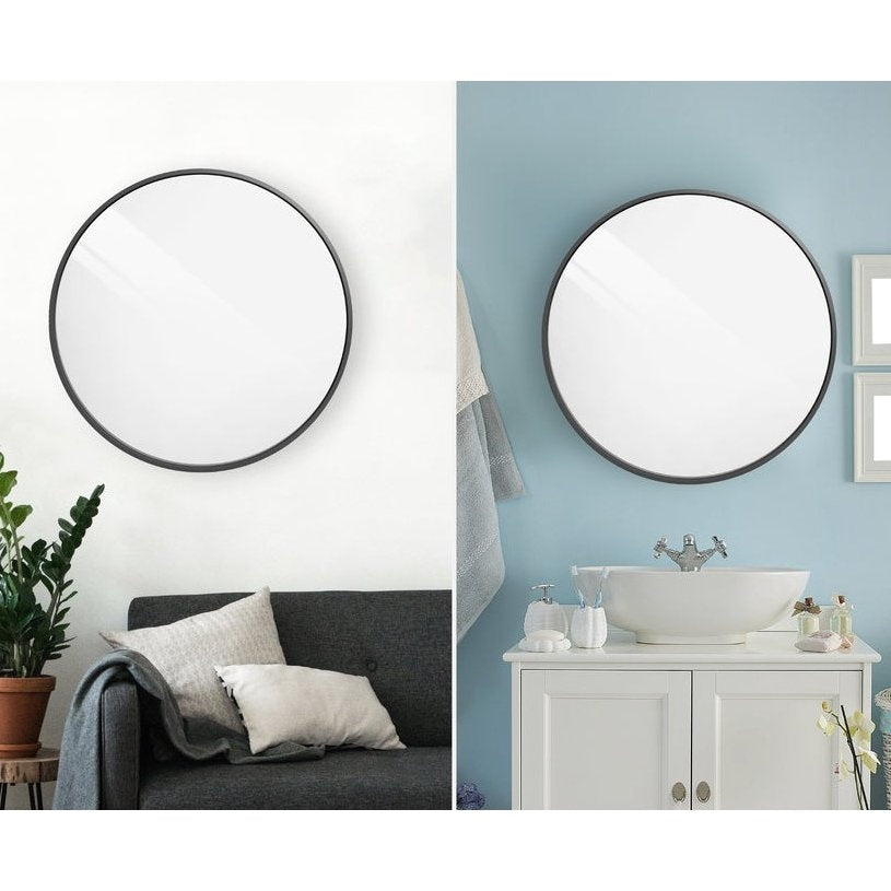 36 Inch Round Bathroom Vanity Wall Mirror Frame Matte Black-1