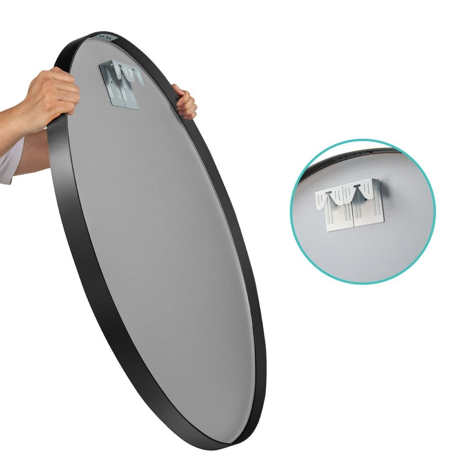 36 Inch Round Bathroom Vanity Wall Mirror Frame Matte Black-2