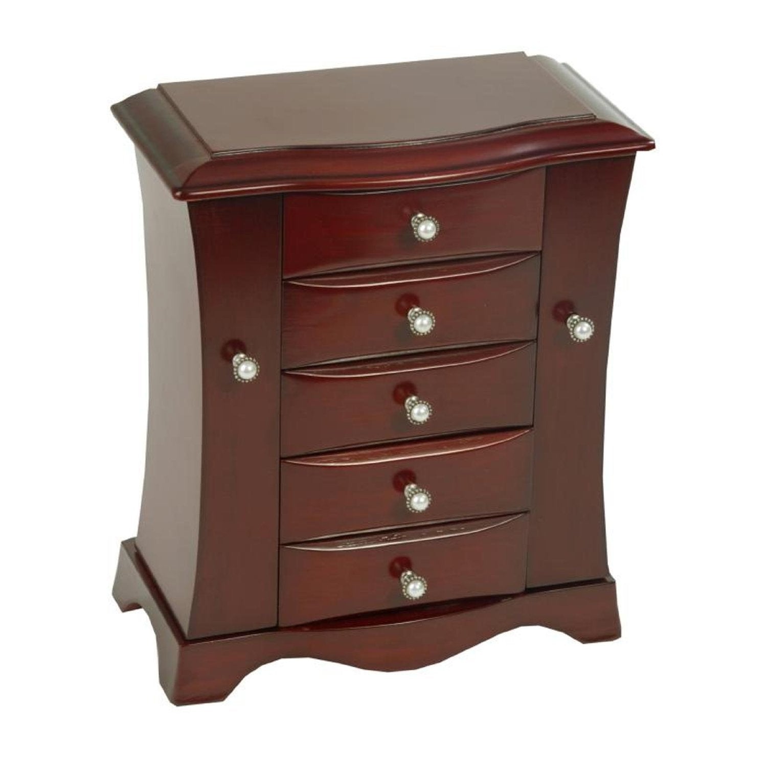 4-Drawer Jewelry Box in Cherry / Mahogany Wood Finish-0