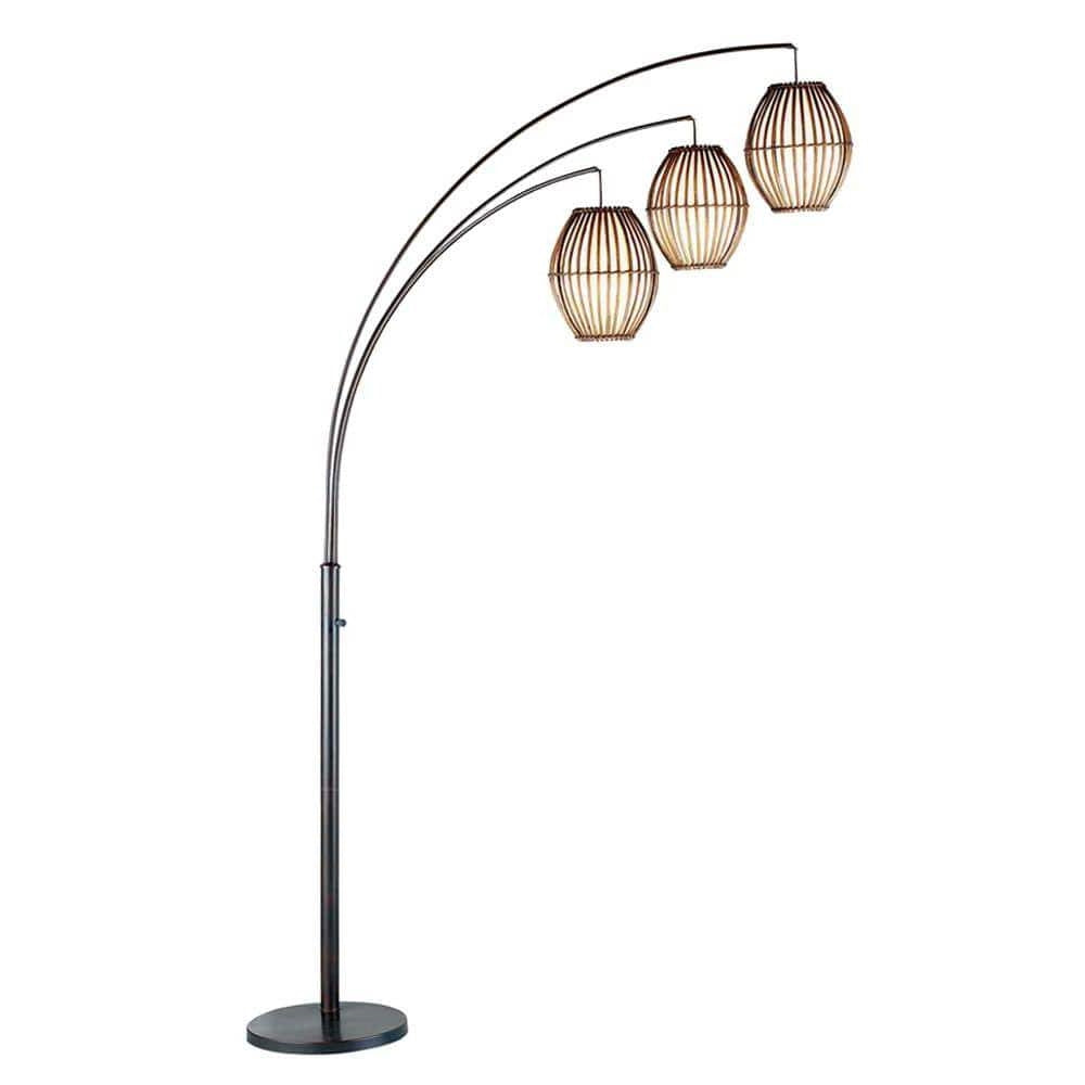 Modern Mid-Century Bohemian 82-inch Arch Floor Lamp with 3 Barrel Lights-0