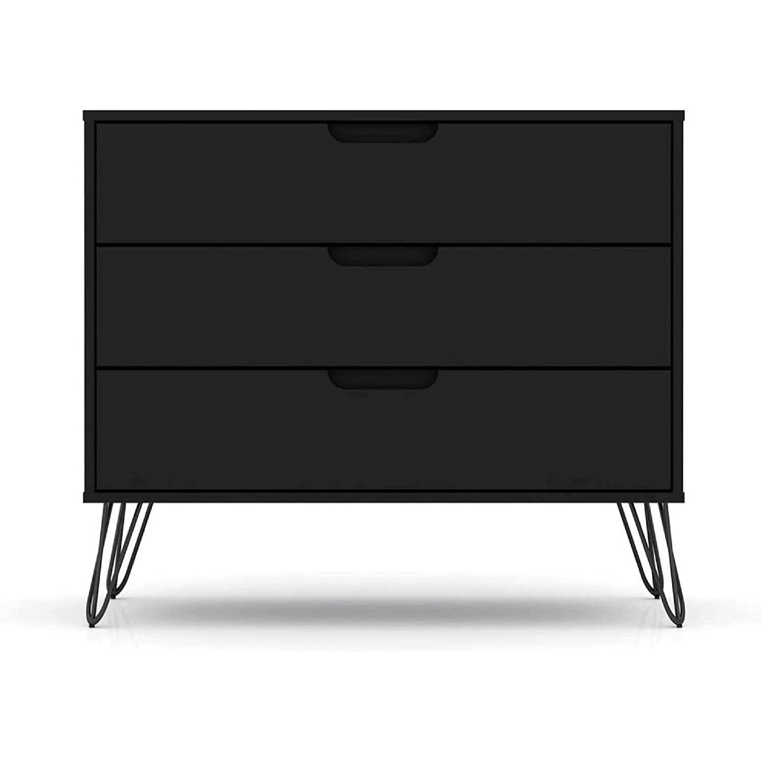 Modern Scandinavian Style Bedroom 3-Drawer Dresser in Black Wood Finish-1