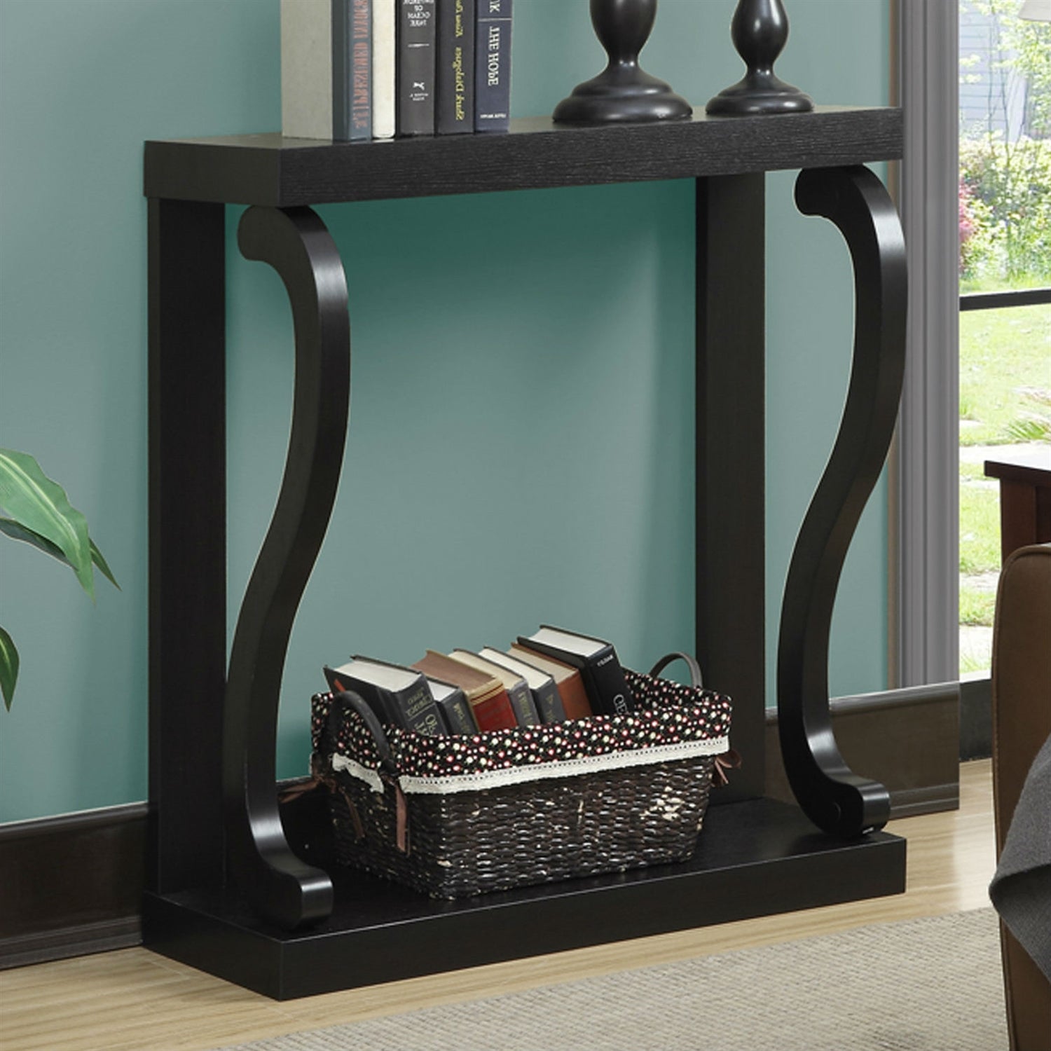 Modern Curved Legs Rich Espresso Console Table-0