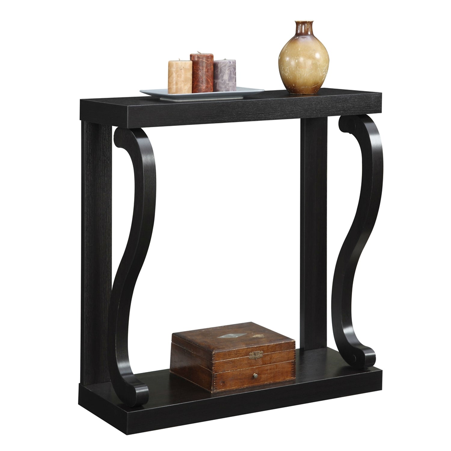 Modern Curved Legs Rich Espresso Console Table-1