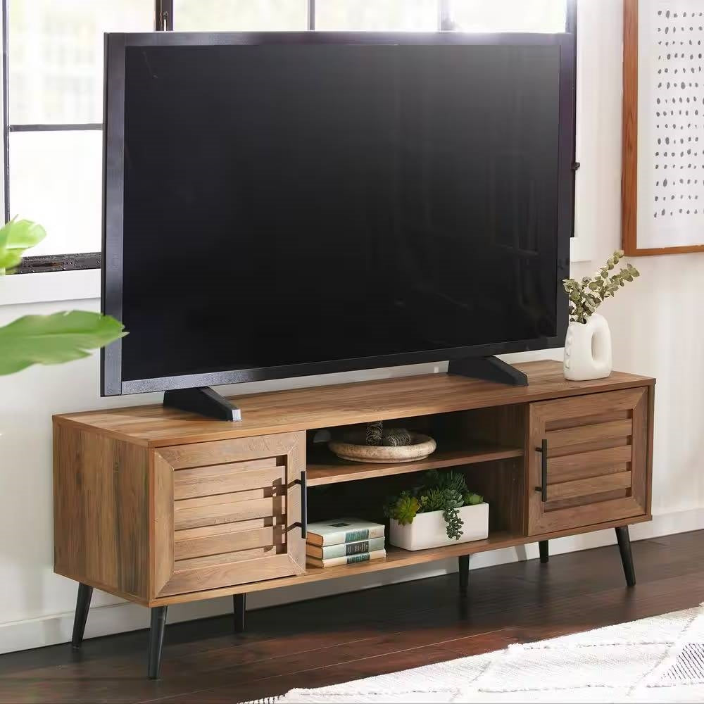 Modern Rustic Wood Finish TV Stand with Mid-Century Legs - for TV up to 65-inch-0