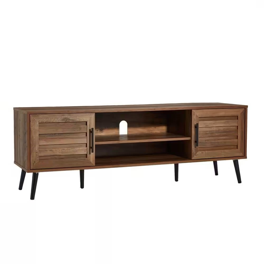 Modern Rustic Wood Finish TV Stand with Mid-Century Legs - for TV up to 65-inch-1