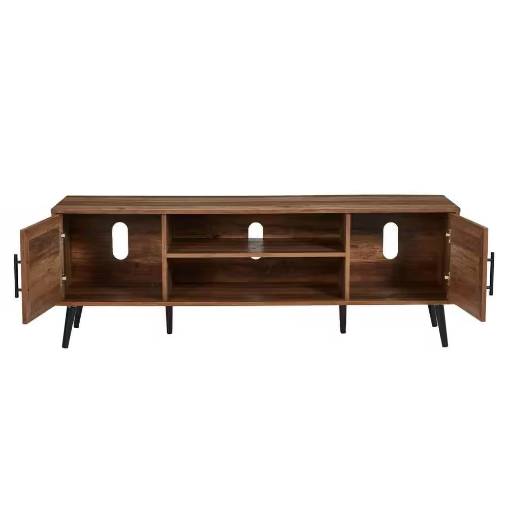 Modern Rustic Wood Finish TV Stand with Mid-Century Legs - for TV up to 65-inch-2