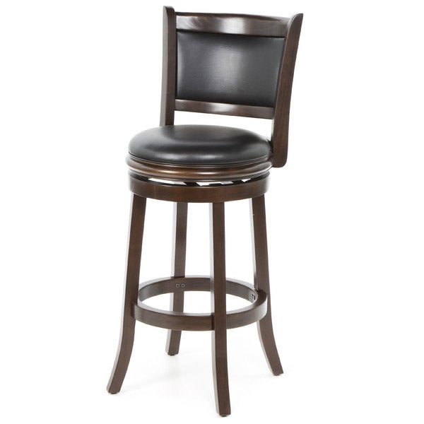 Cappuccino 29-inch Swivel Barstool with Faux Leather Cushion Seat-0